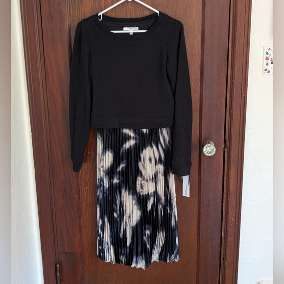 New With Tags Studio One Black 3/4 Sleeve Top With Scrunch Bottom Dress Size Med - Picture 1 of 6